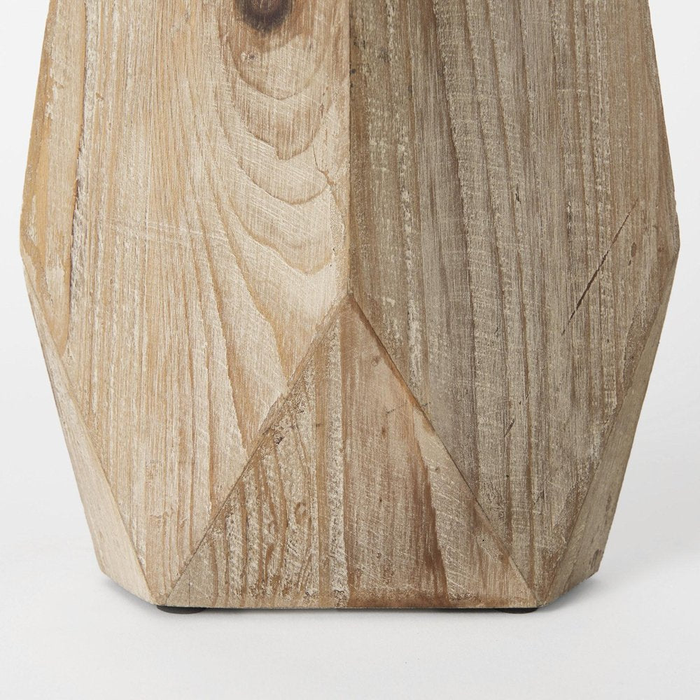 15" Natural Abstract Cylinder Solid Wood Table Vase HomeRoots