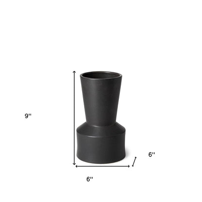 9" Black Abstract Cylinder Ceramic Table Vase HomeRoots