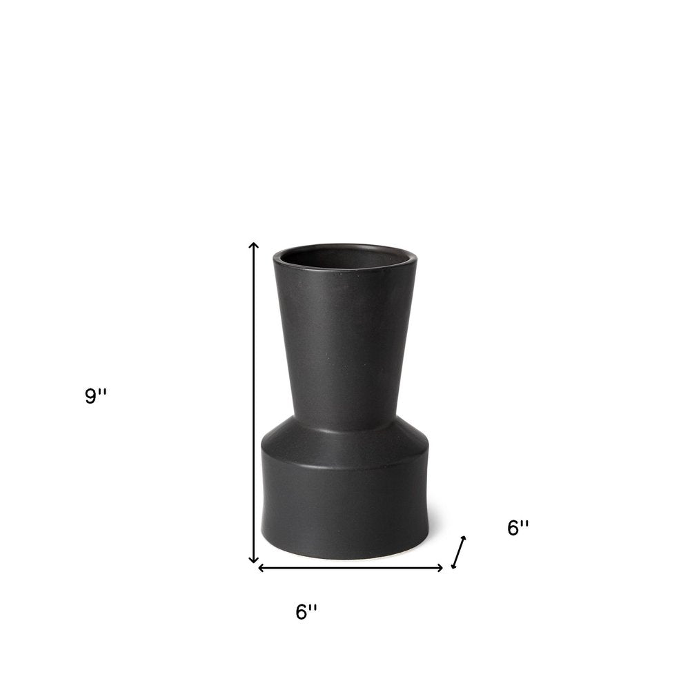 9" Black Abstract Cylinder Ceramic Table Vase HomeRoots