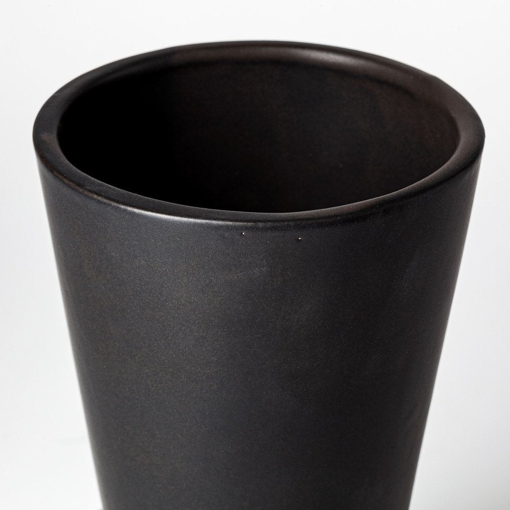 9" Black Abstract Cylinder Ceramic Table Vase — view 3