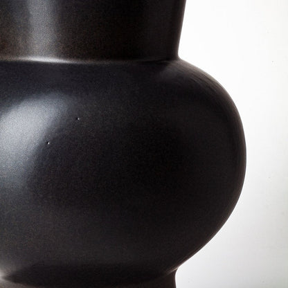 11" Black Abstract Cylinder Ceramic Table Vase HomeRoots