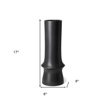 17" Black Abstract Cylinder Ceramic Table Vase HomeRoots