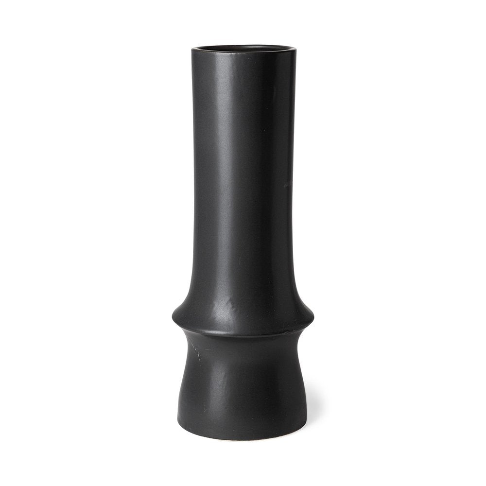 17" Black Abstract Cylinder Ceramic Table Vase HomeRoots