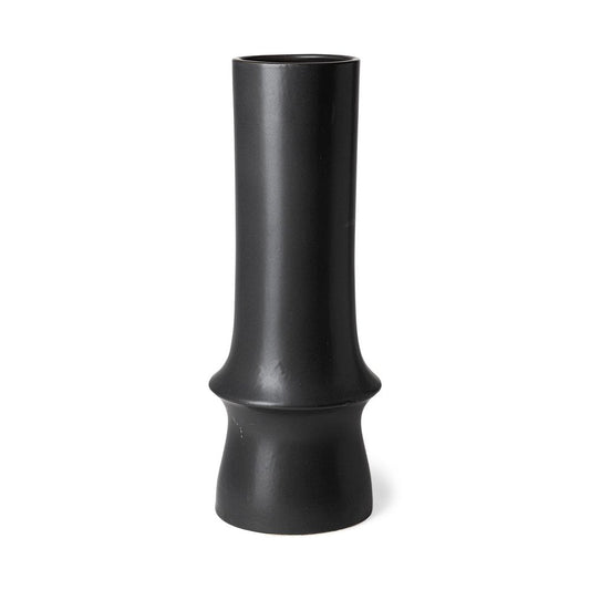 17" Black Abstract Cylinder Ceramic Table Vase