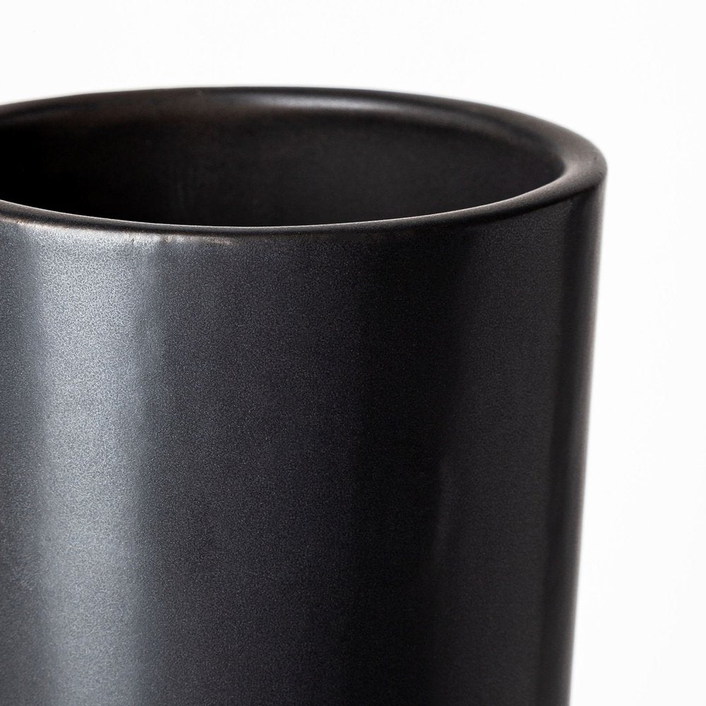 17" Black Abstract Cylinder Ceramic Table Vase — view 2
