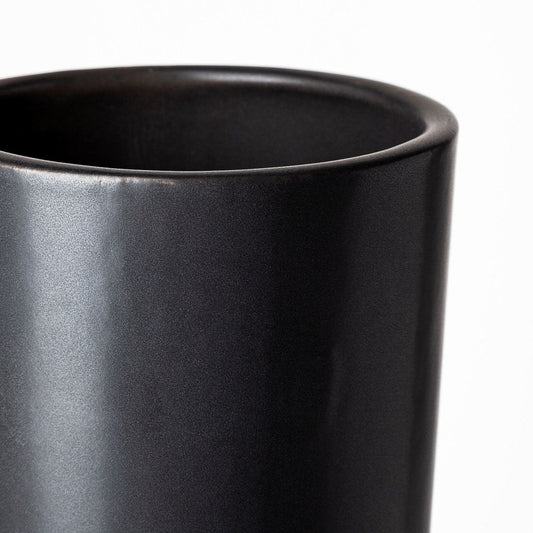 17" Black Abstract Cylinder Ceramic Table Vase HomeRoots