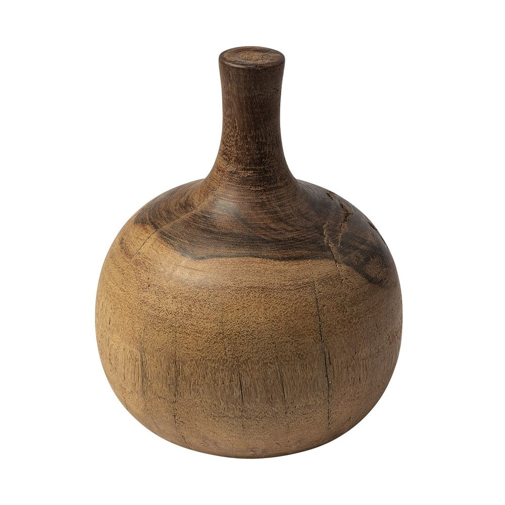 11" Brown Bud Solid Wood Table Vase HomeRoots