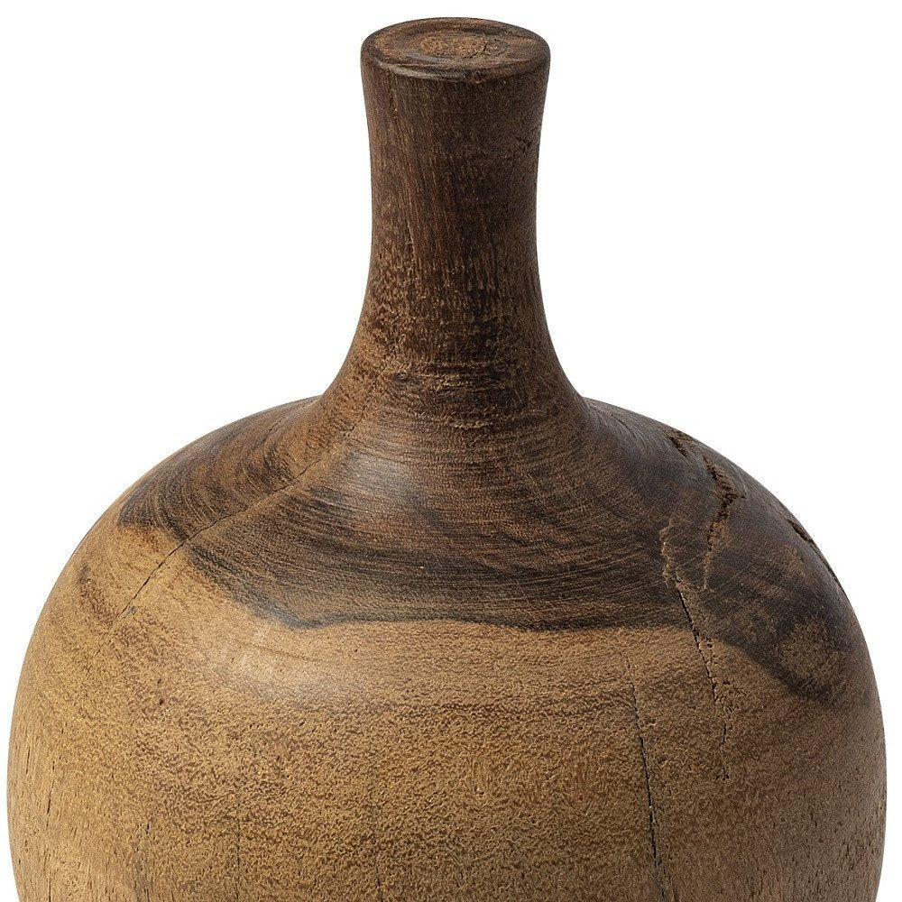 11" Brown Bud Solid Wood Table Vase HomeRoots