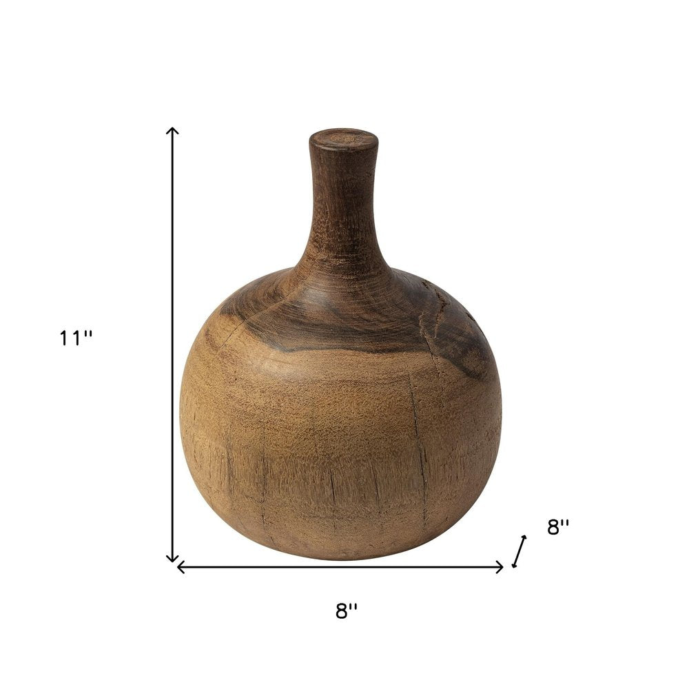 11" Brown Bud Solid Wood Table Vase HomeRoots