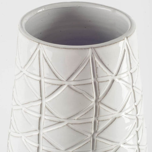 21" Gray And White Abstract Cylinder Ceramic Table Vase HomeRoots