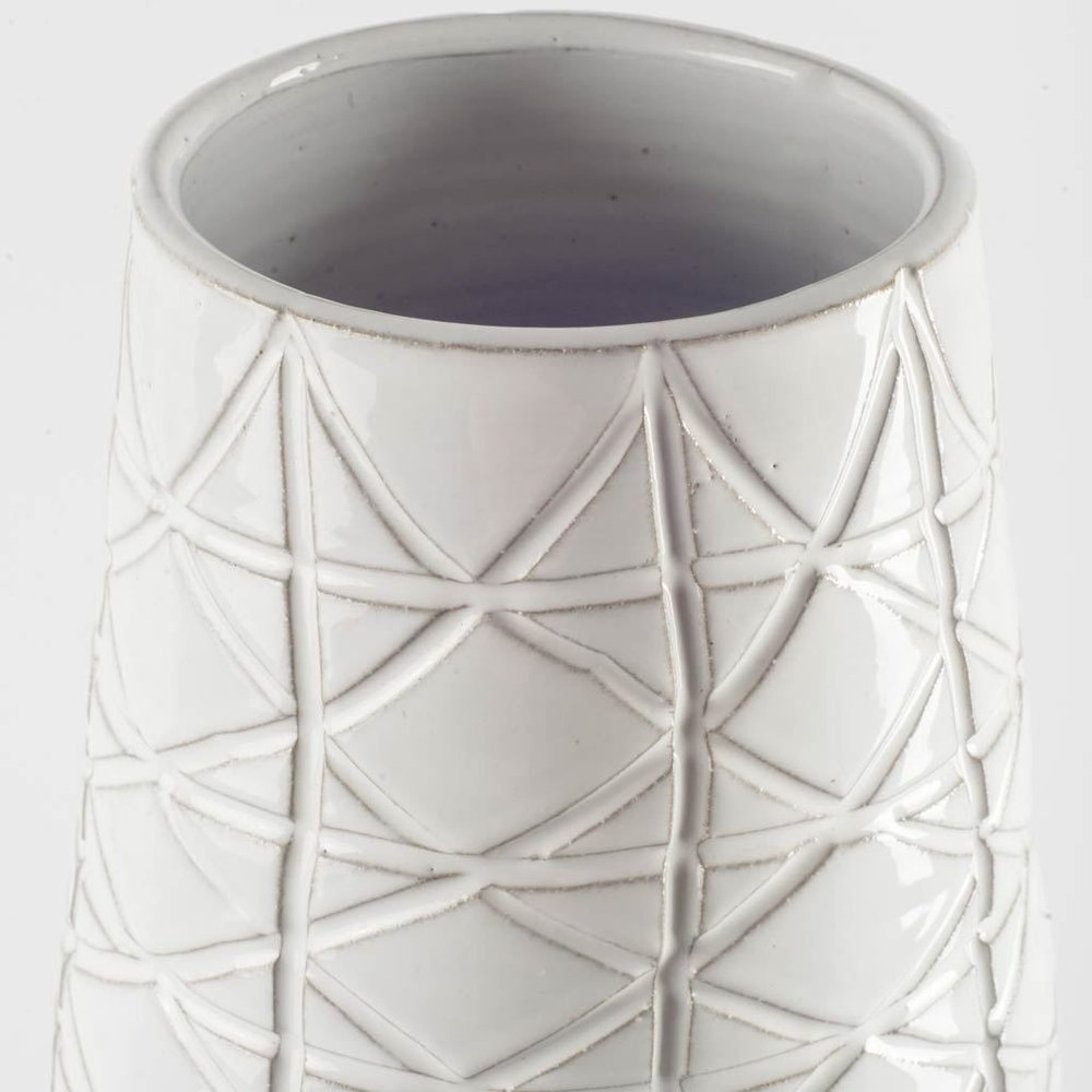 21" Gray And White Abstract Cylinder Ceramic Table Vase HomeRoots