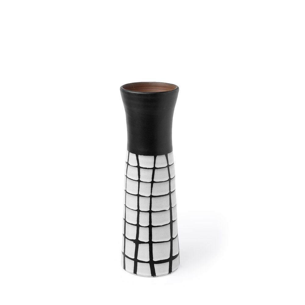 24" Black And White Abstract Cylinder Ceramic Table Vase HomeRoots