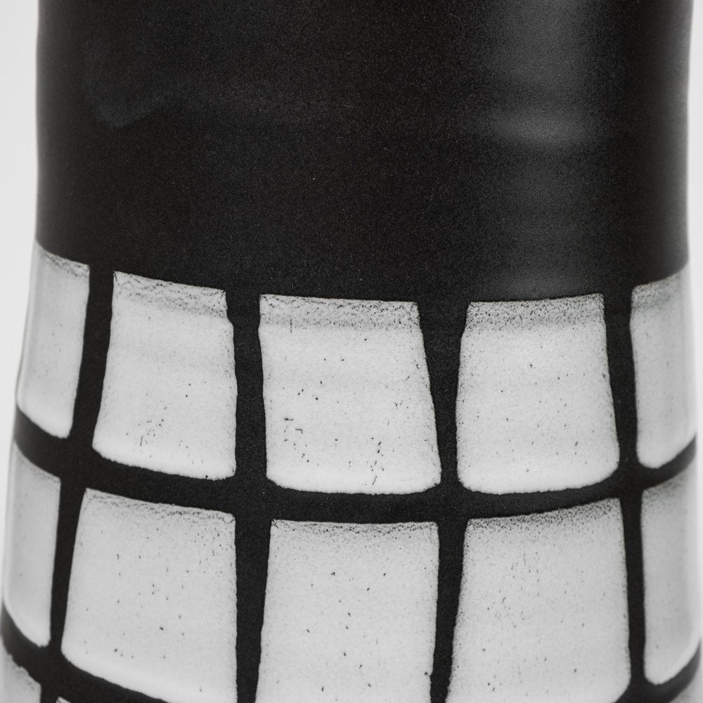 24" Black And White Abstract Cylinder Ceramic Table Vase — view 2