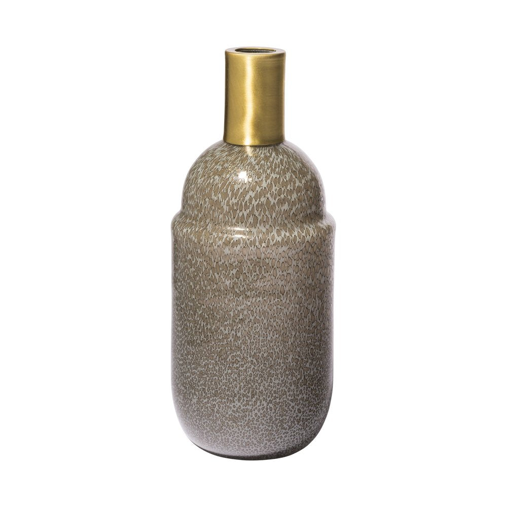 12" Brown Abstract Cylinder Crystal Glass Table Vase — view 1
