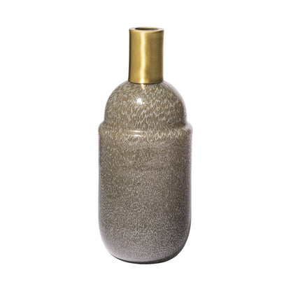 12" Brown Abstract Cylinder Crystal Glass Table Vase HomeRoots