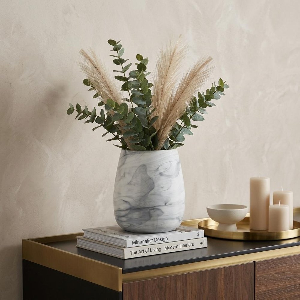 8" Gray Abstract Cylinder Crystal Glass Table Vase HomeRoots