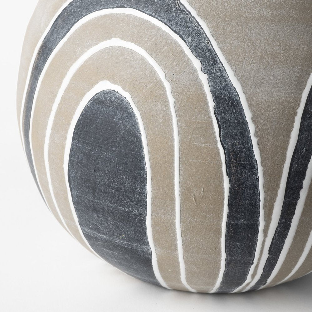 10" Brown And White Abstract Cylinder Ceramic Table Vase HomeRoots