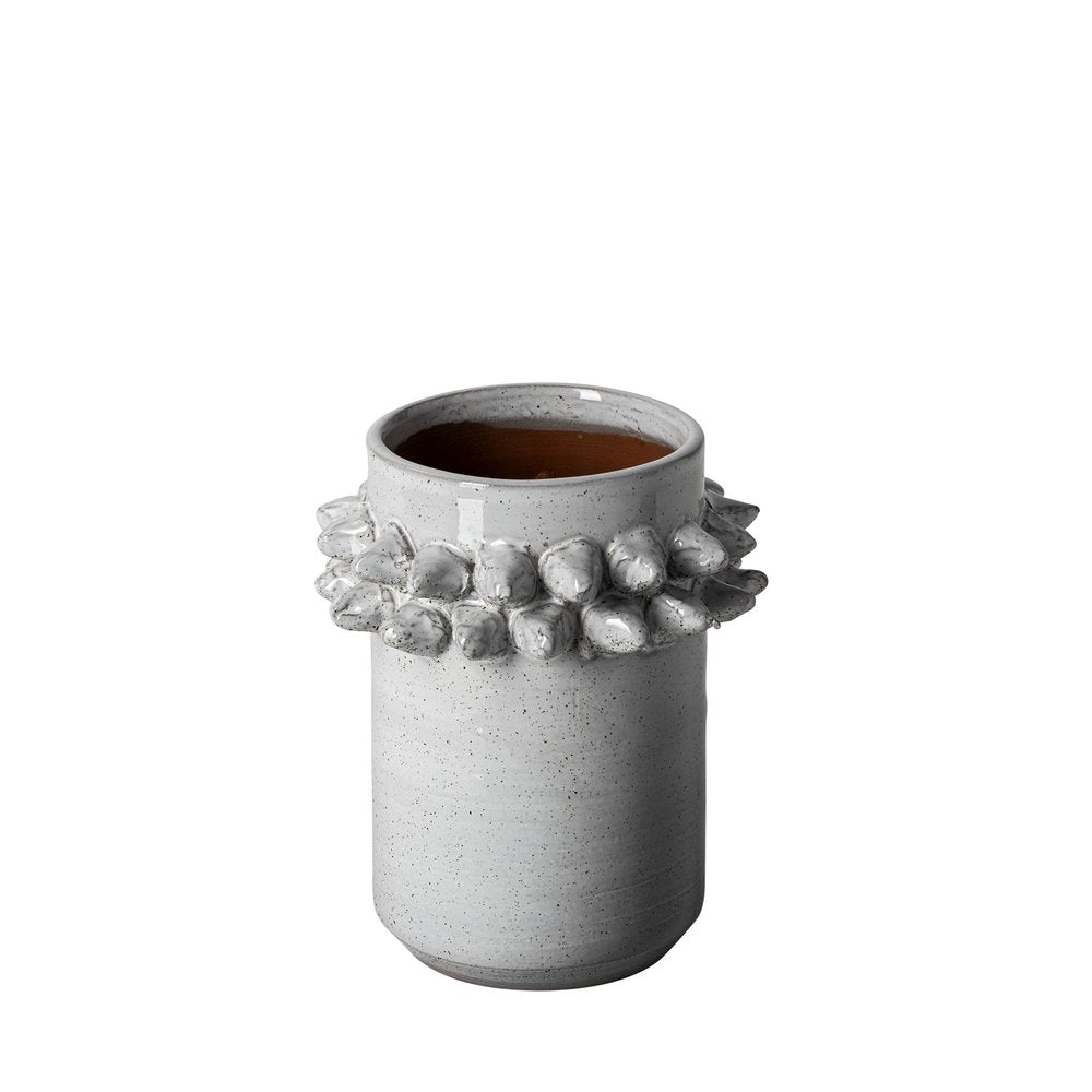 7" Gray Abstract Cylinder Spikey Ceramic Table Vase — view 1