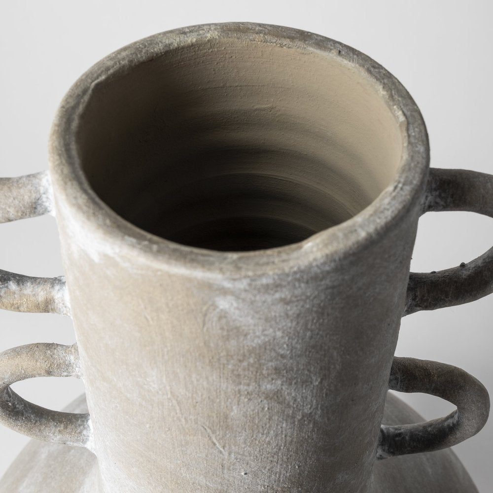 Rustic Whitewash Brown Double Handle Ceramic Vase HomeRoots