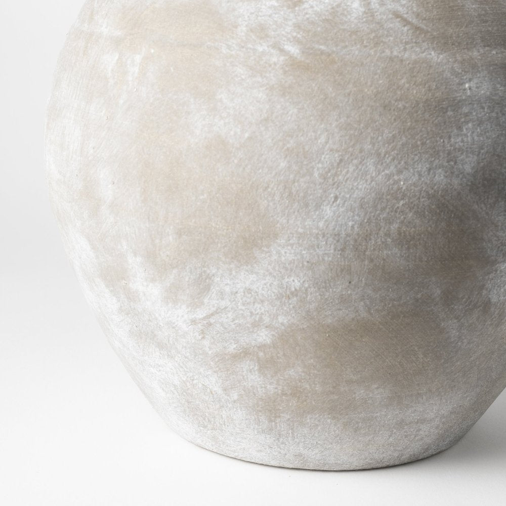 Rustic Whitewash Brown Double Handle Ceramic Vase — view 4