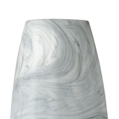 12" Gray And White Abstract Cylinder Crystal Glass Table Vase HomeRoots