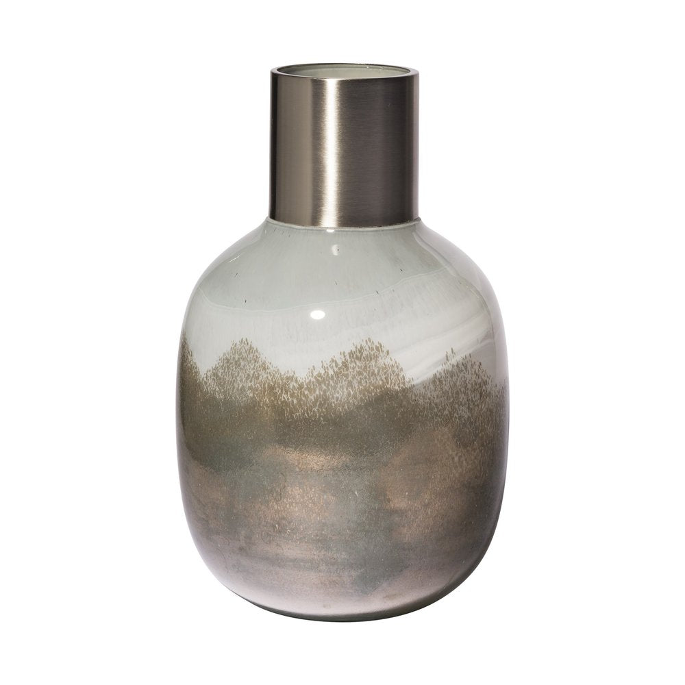 13" Bronze And White Ombre Glass Cylinder Table Vase HomeRoots