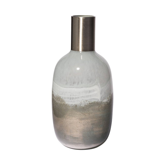 16" Bronze And White Ombre Glass Cylinder Table Vase HomeRoots
