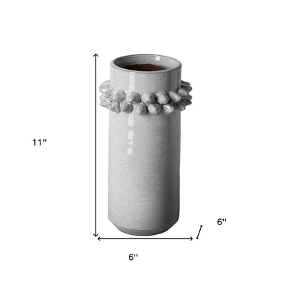 11" Gray Abstract Cylinder Ceramic Table Vase HomeRoots