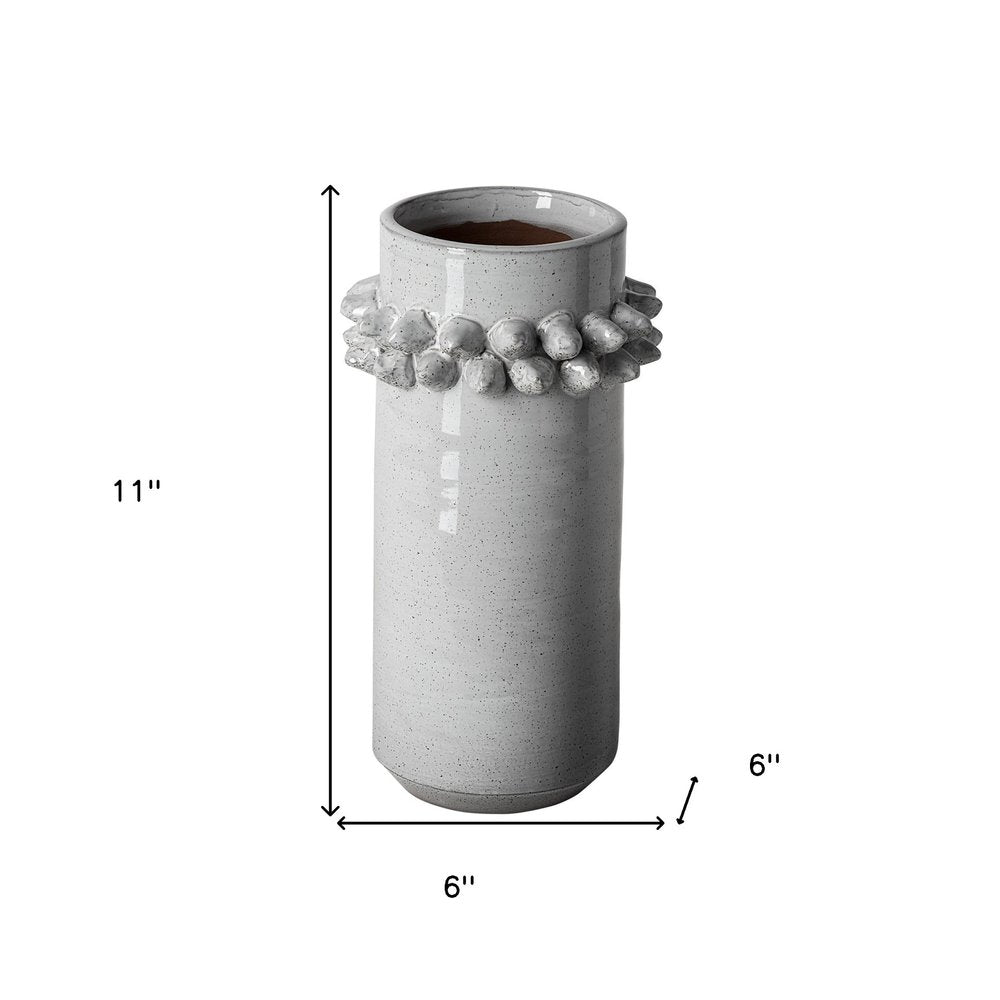 11" Gray Abstract Cylinder Ceramic Table Vase — view 6