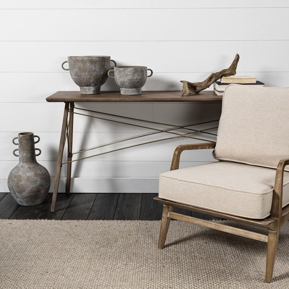 10" Brown Abstract Cylinder Ceramic Table Vase HomeRoots