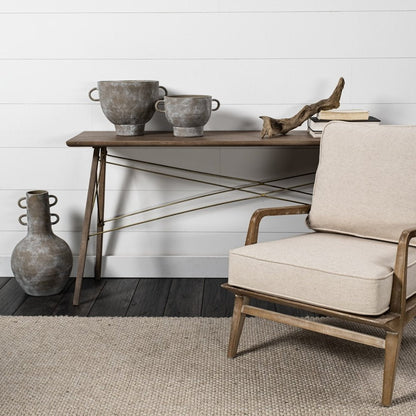 10" Brown Abstract Cylinder Ceramic Table Vase HomeRoots