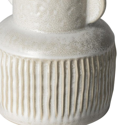 8" Whitewash Handled Textured Ceramic Vase HomeRoots
