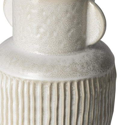 8" Whitewash Handled Textured Ceramic Vase HomeRoots