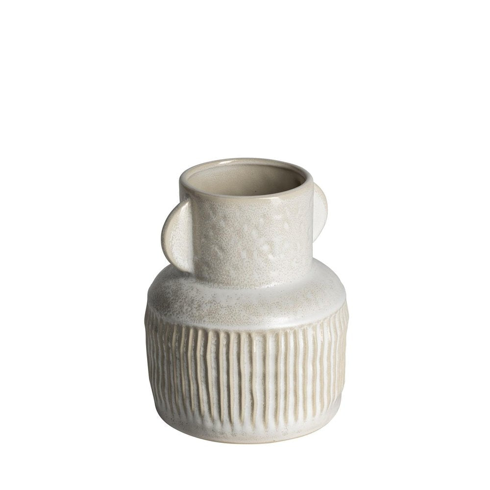 8" Whitewash Handled Textured Ceramic Vase HomeRoots