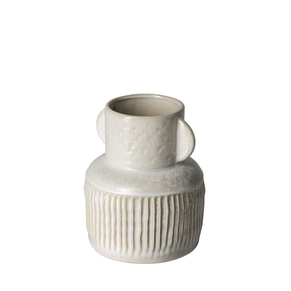 8" Whitewash Handled Textured Ceramic Vase — view 1