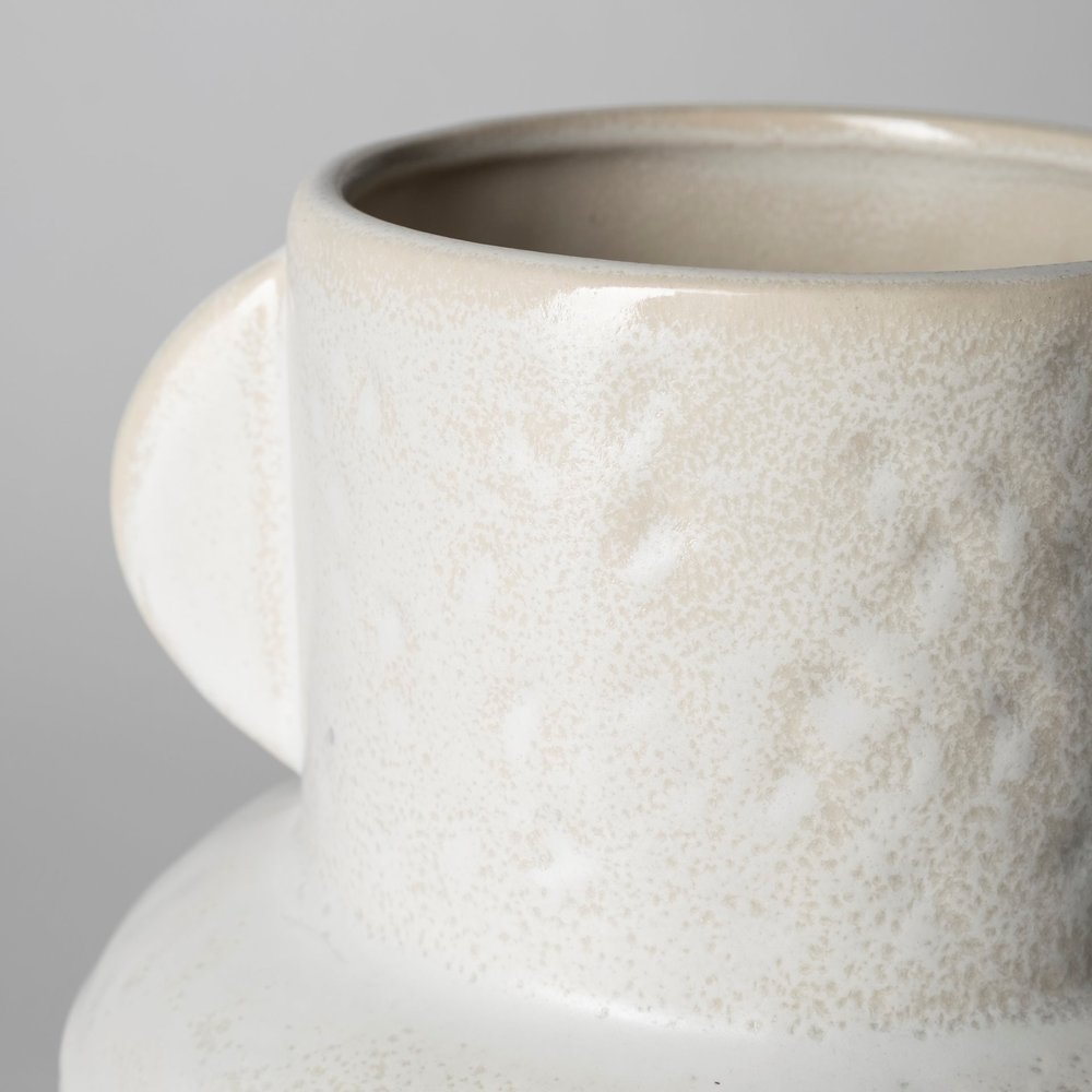 8" Whitewash Handled Textured Ceramic Vase HomeRoots