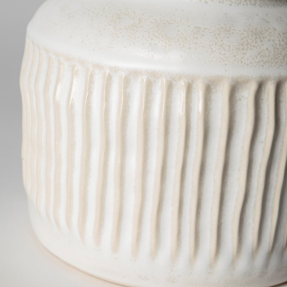 8" Whitewash Handled Textured Ceramic Vase — view 3