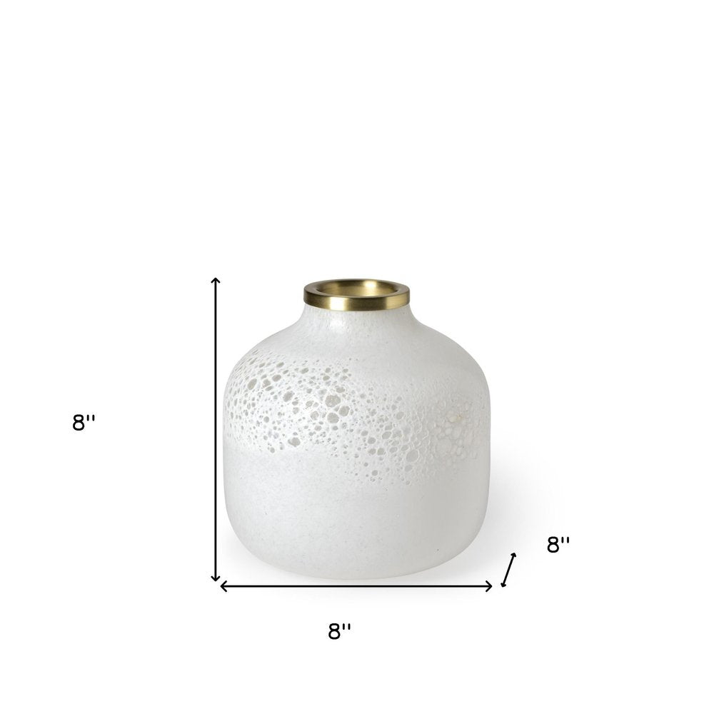 8" White Abstract Cylinder Crystal Glass Table Vase — view 7