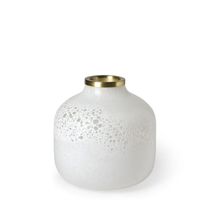 8" White Abstract Cylinder Crystal Glass Table Vase HomeRoots