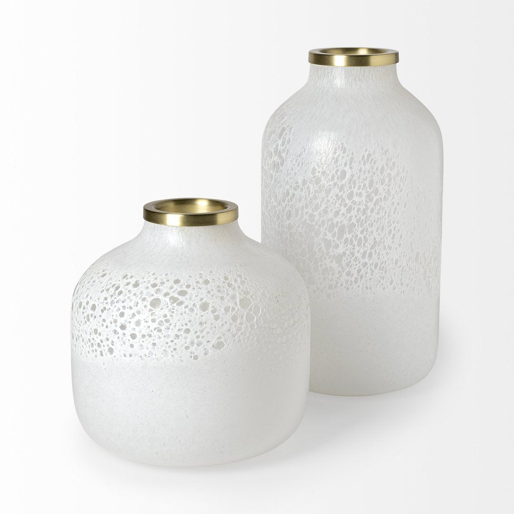 8" White Abstract Cylinder Crystal Glass Table Vase HomeRoots