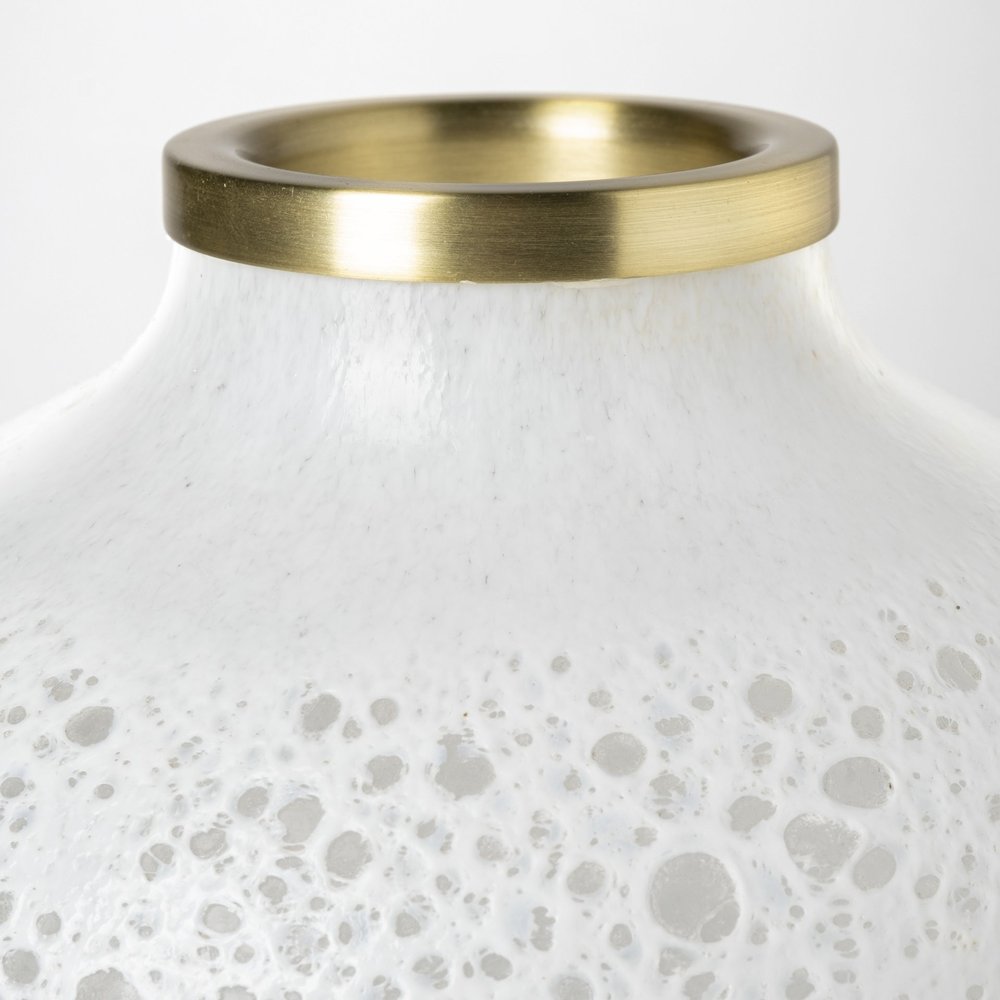 8" White Abstract Cylinder Crystal Glass Table Vase HomeRoots