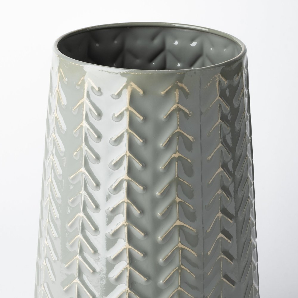 11" Green Abstract Cylinder Metal Table Vase HomeRoots