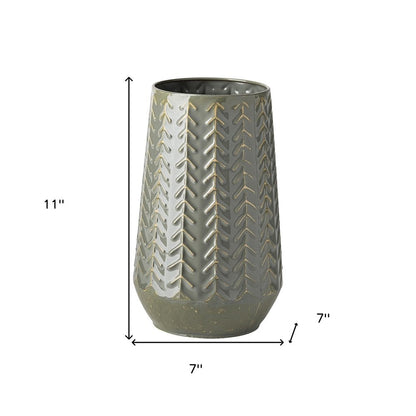 11" Green Abstract Cylinder Metal Table Vase HomeRoots
