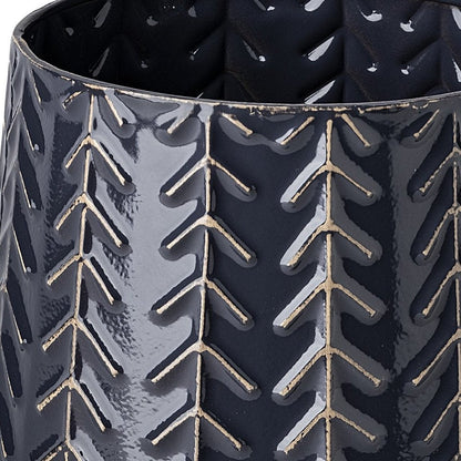 7" Navy Organically Embossed Chevron Metal Vase HomeRoots