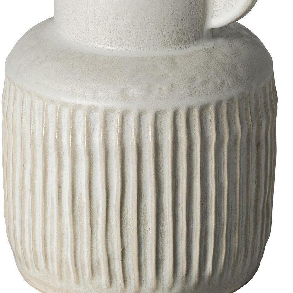 12" White Ribbed Ceramic Cylinder Table Vase HomeRoots