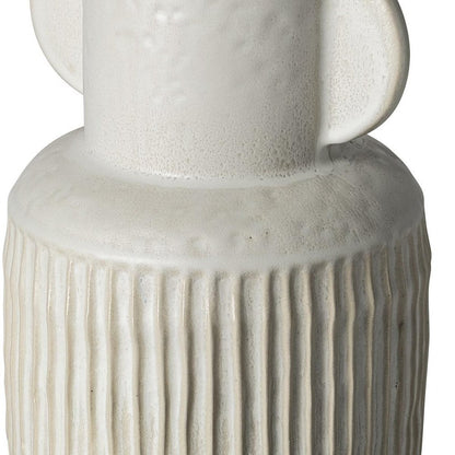 12" White Ribbed Ceramic Cylinder Table Vase HomeRoots