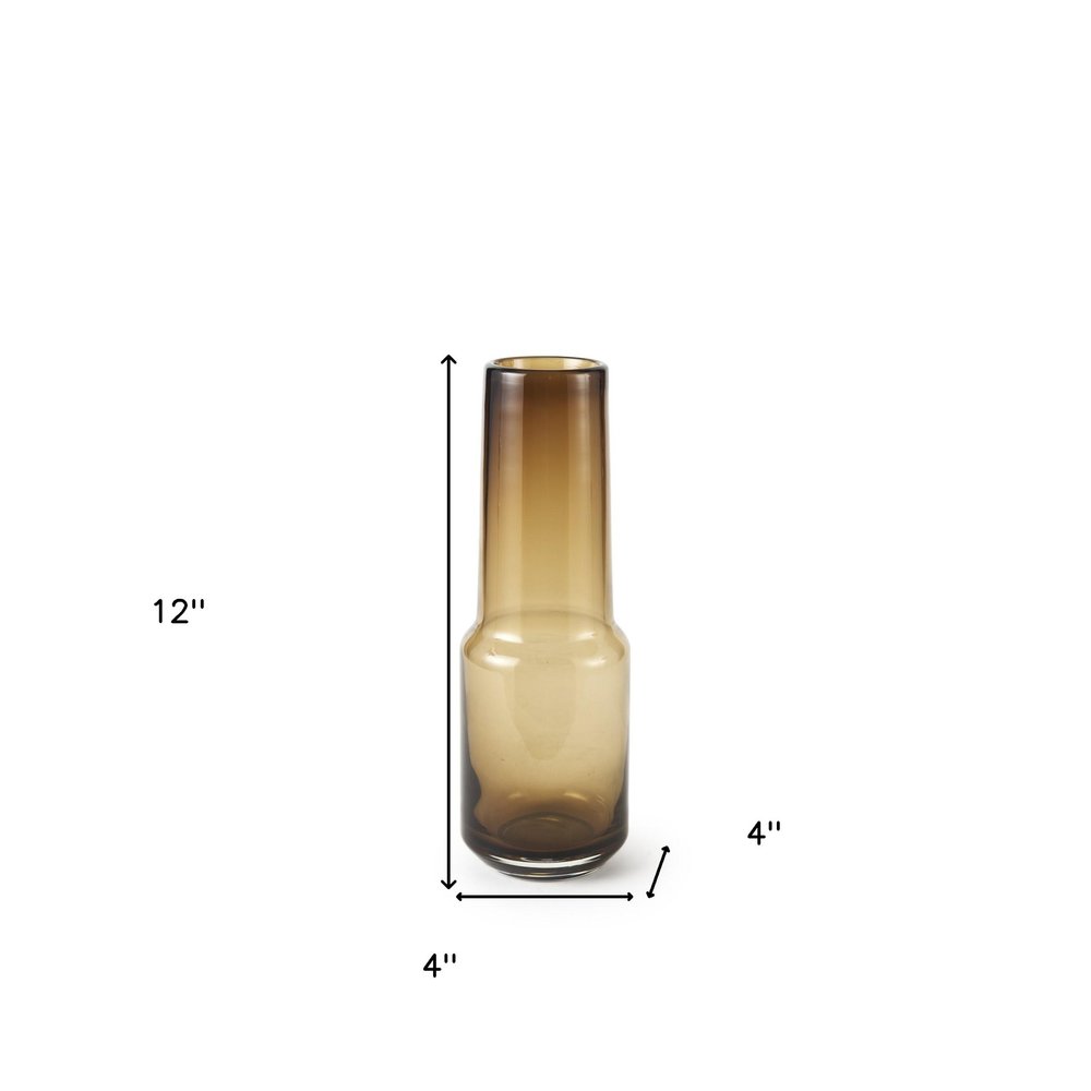 12" Brown Cylinder Crystal Glass Table Vase HomeRoots