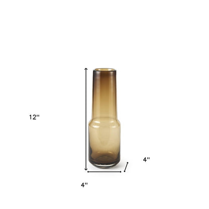 12" Brown Cylinder Crystal Glass Table Vase HomeRoots