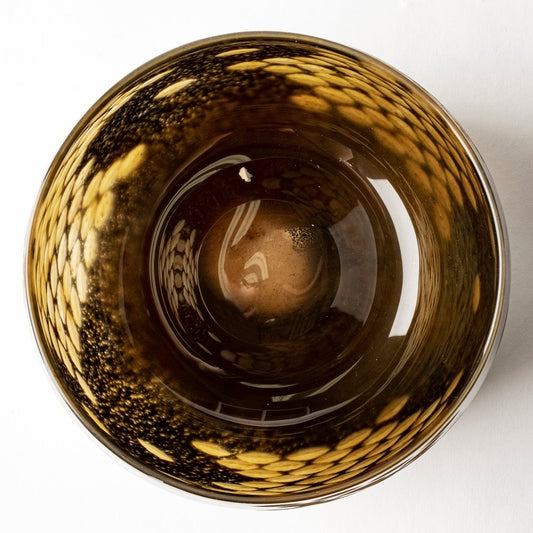 6" Gold Abstract Cylinder Crystal Glass Table Vase