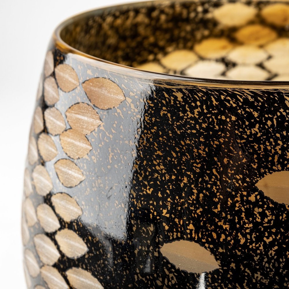 6" Gold Abstract Cylinder Crystal Glass Table Vase HomeRoots